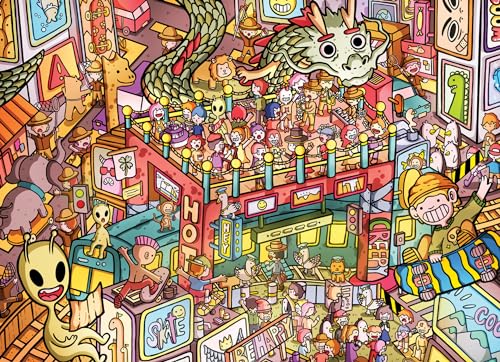 Cross & Glory Cross Glory Metropolitan Mayhem A Cartoon Cosmopolis 1000 Piece Jigsaw Puzzle for Adults Cartoon City Scene Satin Finish 20 x 27 Inches - Image 1