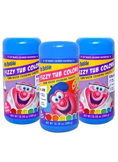 Mr. Bubble Mr. Bubble Fizzy Tub Colors Bath Water Coloring Tabelets, 6 Bright Colors, Red, Orange, Yellow, Purple, Blue and Green, Fragrance Free, Cap Makes Colorful Waterfall (3 Jars, 150 Tablets Each)  - Image 1