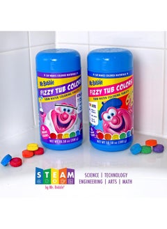 Mr. Bubble Mr. Bubble Fizzy Tub Colors Bath Water Coloring Tabelets, 6 Bright Colors, Red, Orange, Yellow, Purple, Blue and Green, Fragrance Free, Cap Makes Colorful Waterfall (3 Jars, 150 Tablets Each)  - Image 2