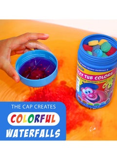 Mr. Bubble Mr. Bubble Fizzy Tub Colors Bath Water Coloring Tabelets, 6 Bright Colors, Red, Orange, Yellow, Purple, Blue and Green, Fragrance Free, Cap Makes Colorful Waterfall (3 Jars, 150 Tablets Each)  - Image 3
