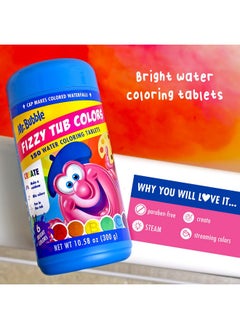Mr. Bubble Mr. Bubble Fizzy Tub Colors Bath Water Coloring Tabelets, 6 Bright Colors, Red, Orange, Yellow, Purple, Blue and Green, Fragrance Free, Cap Makes Colorful Waterfall (3 Jars, 150 Tablets Each)  - Image 4