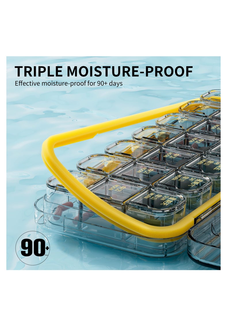 SYOSI 21 Cells 3 Times a Day Pill Organizer - Moistureproof Daily Cute Pill Box, Removable Separate Cell 21 Days Pill Case Suitable for Women Men Travel Jewelry & Everyday(Blue) - Image 4