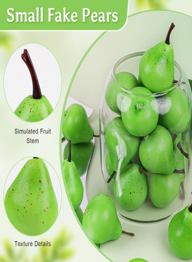 Meiwlong 27 Pcs Small Fake Pears,Mini 1.8 Inch Artificial Pear for Decoration, Realistic Plastic Fake Fruits for Home Kitchen Party Decor - Image 3