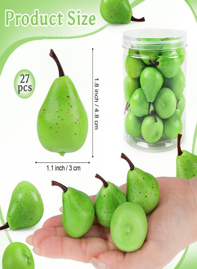 Meiwlong 27 Pcs Small Fake Pears,Mini 1.8 Inch Artificial Pear for Decoration, Realistic Plastic Fake Fruits for Home Kitchen Party Decor - Image 2