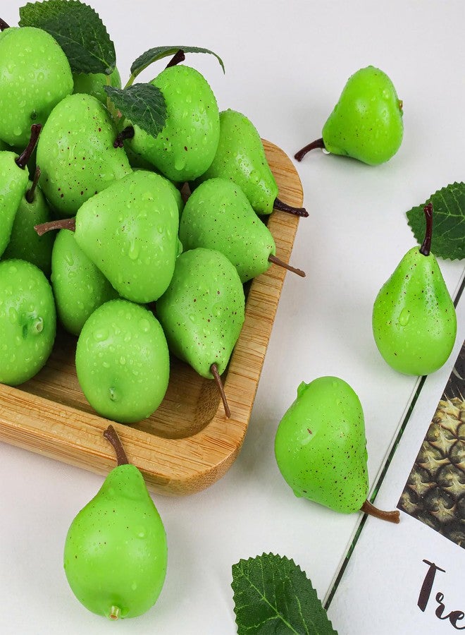 Meiwlong 27 Pcs Small Fake Pears,Mini 1.8 Inch Artificial Pear for Decoration, Realistic Plastic Fake Fruits for Home Kitchen Party Decor - Image 4