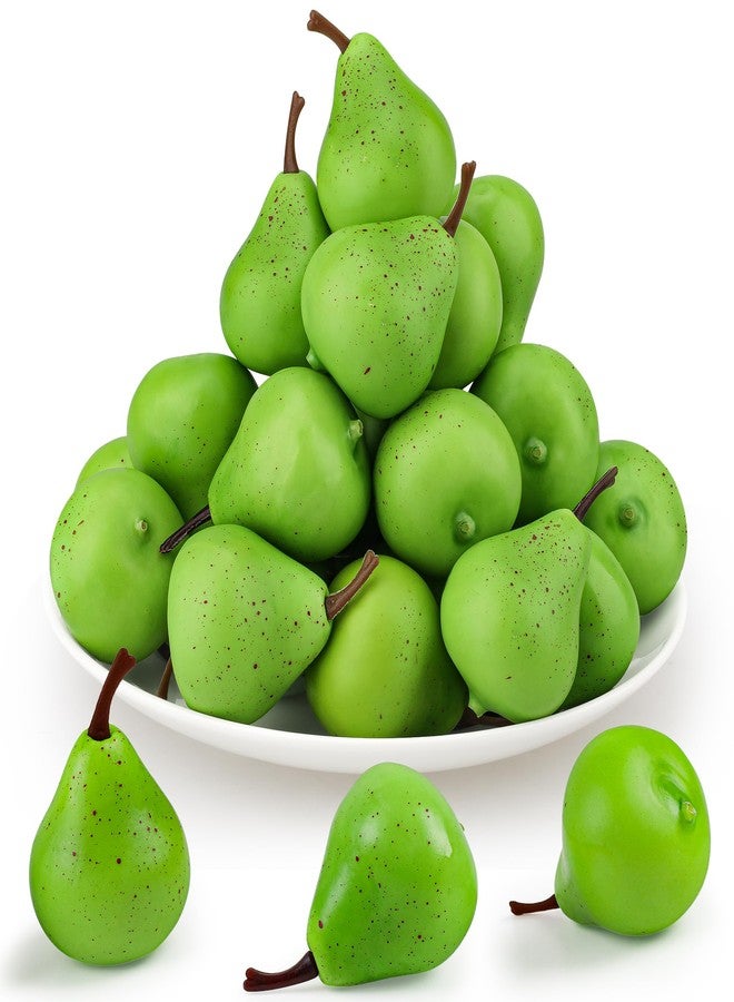 Meiwlong 27 Pcs Small Fake Pears,Mini 1.8 Inch Artificial Pear for Decoration, Realistic Plastic Fake Fruits for Home Kitchen Party Decor - Image 1