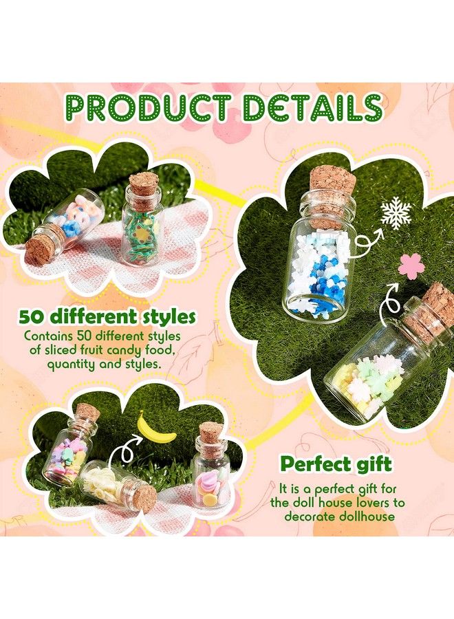 Sumind 50 Pieces Cute Miniature Dollhouse Food Jar Glass Bottle 1:12 Mini Fruit Simulation Scene Candy Snack Model Game Party Toys Pretend Play Doll House Kitchen Decoration For Dollhouse - Image 4