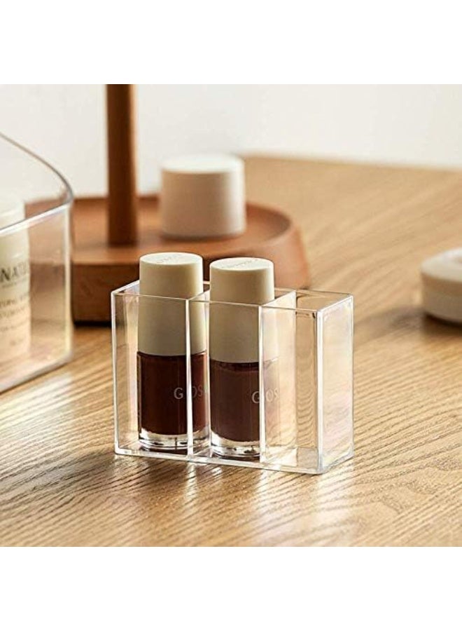 SUNFICON Makeup Tray Holder Organizer Cosmetic Display Case Tabletop Desktop Vanity Countertop Bathroom Wall Cabinet Medicine Storage Box 9 Dividers 2 Removable for Womens Ladies Girls Crystal Clear - Image 4