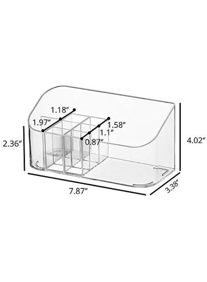 SUNFICON Makeup Tray Holder Organizer Cosmetic Display Case Tabletop Desktop Vanity Countertop Bathroom Wall Cabinet Medicine Storage Box 9 Dividers 2 Removable for Womens Ladies Girls Crystal Clear - Image 3