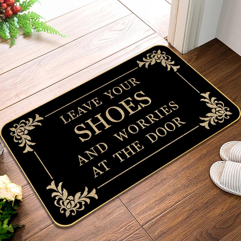 Funny Welcome Doormat for Entryway Leave Your Shoes and Worries at The Door Mats for Front Door with Rubber Backing Doormat Entrance Indoor and Outdoor Personalized Mats AntiSlip Gift Mat 29 x 17 in