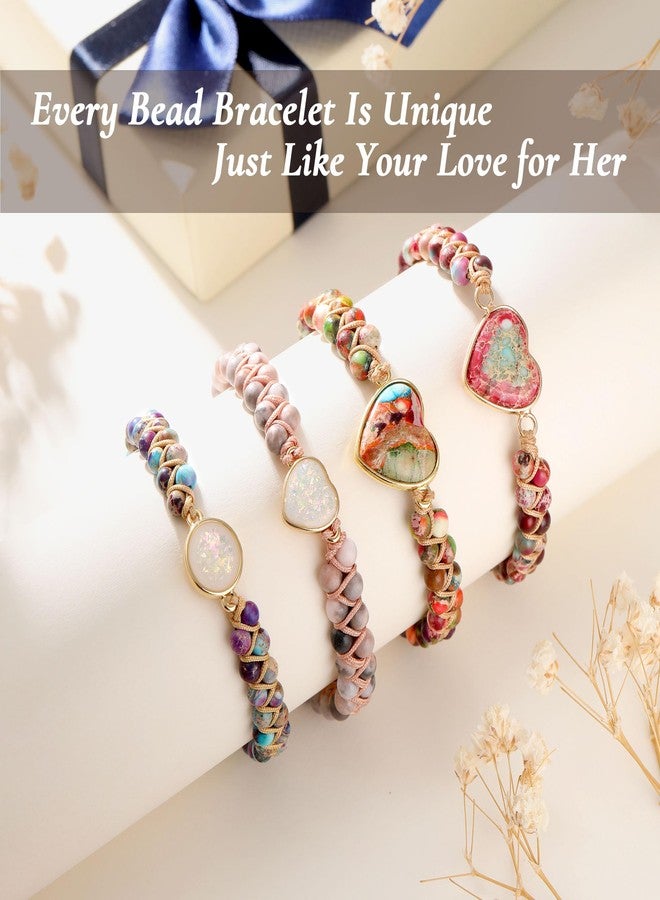 Sistble Gifts for Daughter Granddaughter Valentines Day Gifts for Her To My Mom Grandma Wife Girlfriend Sister Jasper Heart Bracelets Birthday Anniversary Christmas Stocking Stuffers Jewelry for Women - Image 5