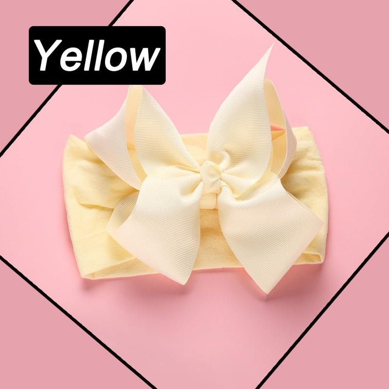chiduerm 3 Pcs Baby Girls Headband Bows, Soft Nylon Hairbands Cute Big Bow Super Elastic Headband For Baby Girls Newborn Infant Toddlers (Beige Pink White, Large) - Image 5