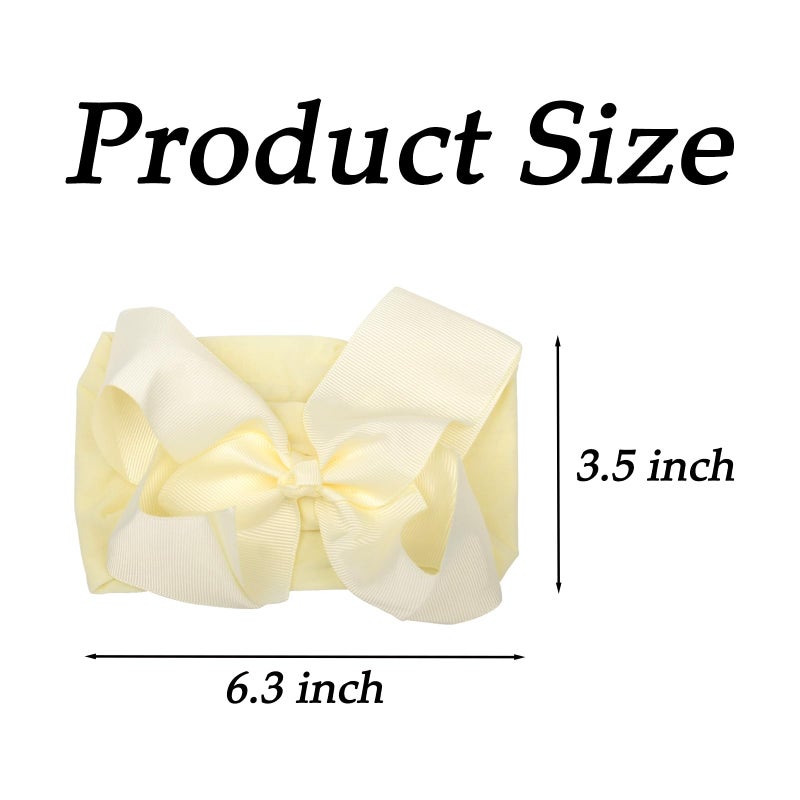 chiduerm 3 Pcs Baby Girls Headband Bows, Soft Nylon Hairbands Cute Big Bow Super Elastic Headband For Baby Girls Newborn Infant Toddlers (Beige Pink White, Large) - Image 2