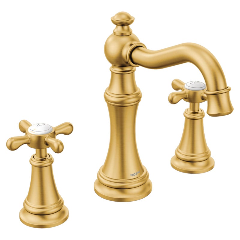 Moen Weymouth Brushed Gold TwoHandle Widespread Cross Handle Bathroom Faucet Trim Kit Valve Required TS42114BG