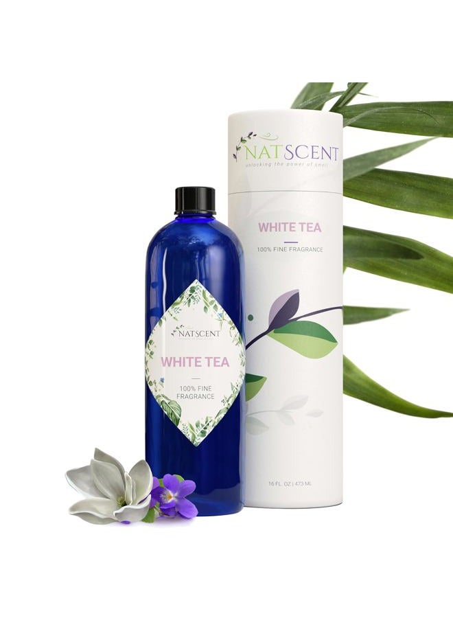 Natscent زيوت أساسية من الشاي الأبيض للناشرات المنزلية، زيت ناشر الشاي الأبيض المستخرج من الطبيعة، روائح زيوت ناشرة تدوم طويلاً وصديقة للعائلة، معتمدة من IFRA، هواء بارد وألتراساونيك - 16 أونصة - Image 1