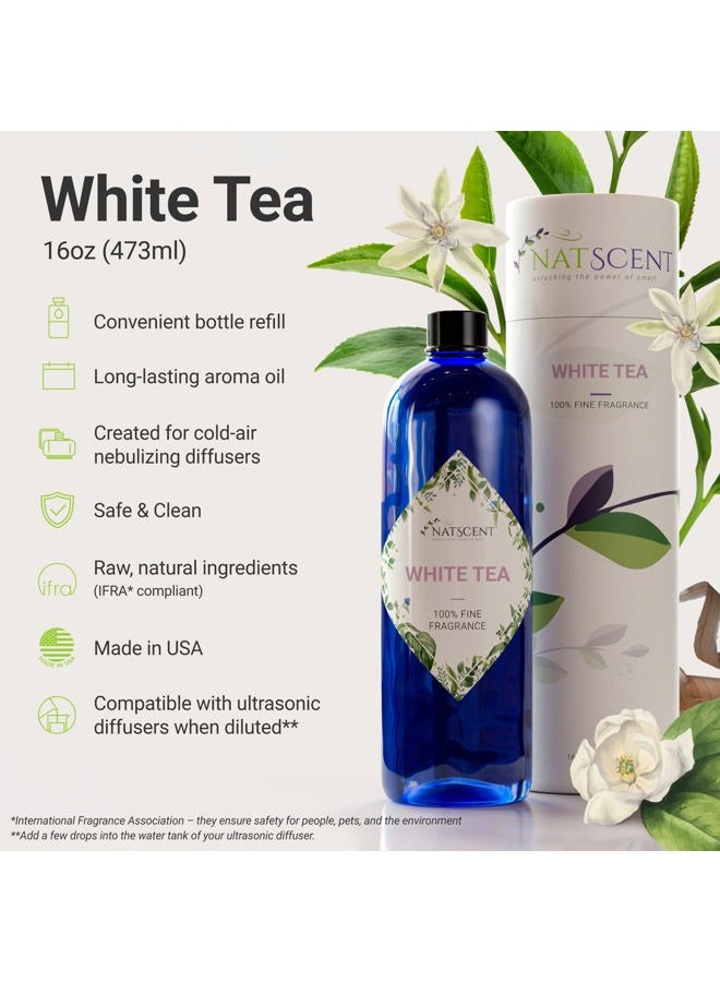 Natscent زيوت أساسية من الشاي الأبيض للناشرات المنزلية، زيت ناشر الشاي الأبيض المستخرج من الطبيعة، روائح زيوت ناشرة تدوم طويلاً وصديقة للعائلة، معتمدة من IFRA، هواء بارد وألتراساونيك - 16 أونصة - Image 2