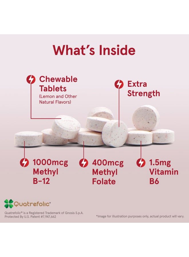 jarrow formulas Extra Strength Methyl B-12 1000 mcg & Methyl Folate 400 mcg + P-5-P, Dietary Supplement for Cellular Energy Metabolism and Cardiovascular Support, 100 Chewable Tablets, 100 Day Supply - Image 3