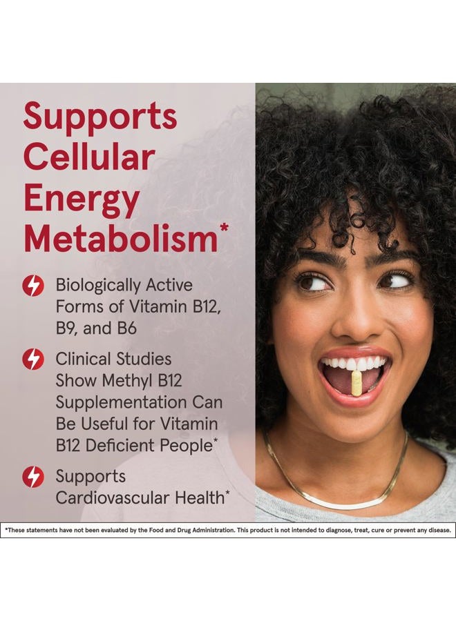 jarrow formulas Extra Strength Methyl B-12 1000 mcg & Methyl Folate 400 mcg + P-5-P, Dietary Supplement for Cellular Energy Metabolism and Cardiovascular Support, 100 Chewable Tablets, 100 Day Supply - Image 4