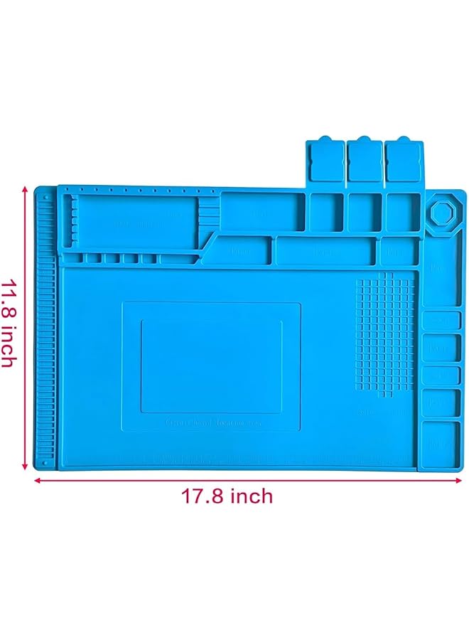إيروريكس حصيرة لحام من السيليكون، حصيرة لحام عازلة من السيليكون، حصيرة إصلاح مغناطيسية مقاومة للحرارة، حصيرة محطة لحام، طاولة عمل، هاتف محمول، كمبيوتر محمول، مقاس 17.8 × 11.8 بوصة - Image 2