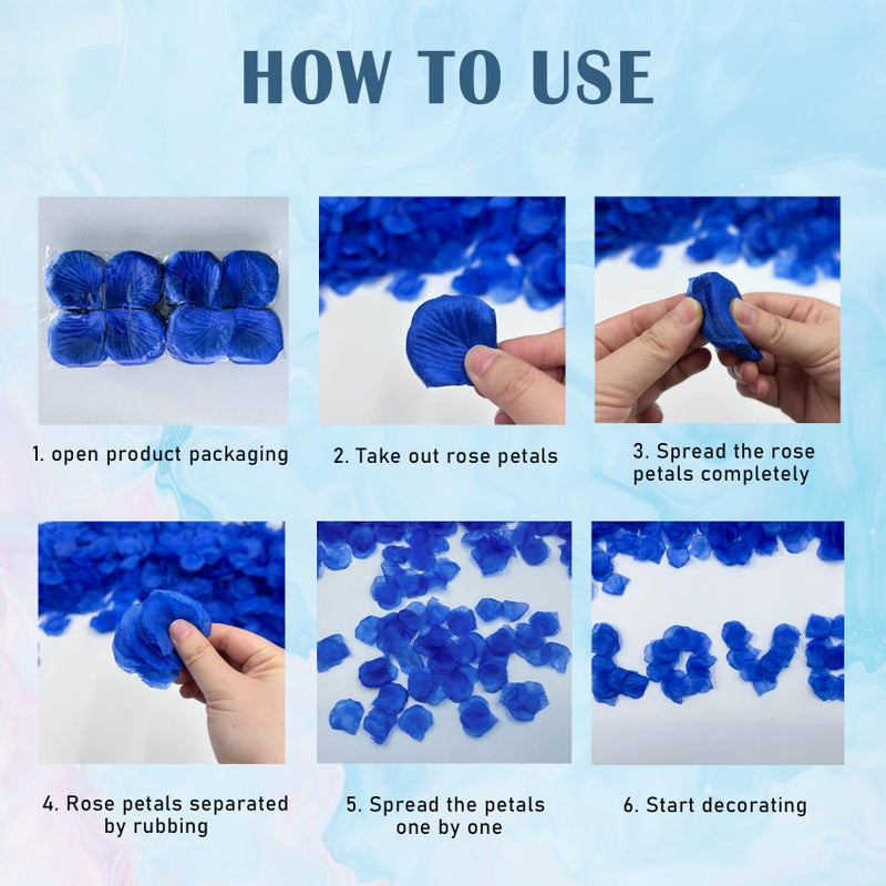 SHINTAYL 1200PCS Rose Petals for Bedroom - Fake Blue Roses Petal Faux Flowers  Artificial Roses Petals for Marry me  Valentines  Proposal  Anniversary  Wedding Love Decorations Romantic Party (Blue) - Image 3