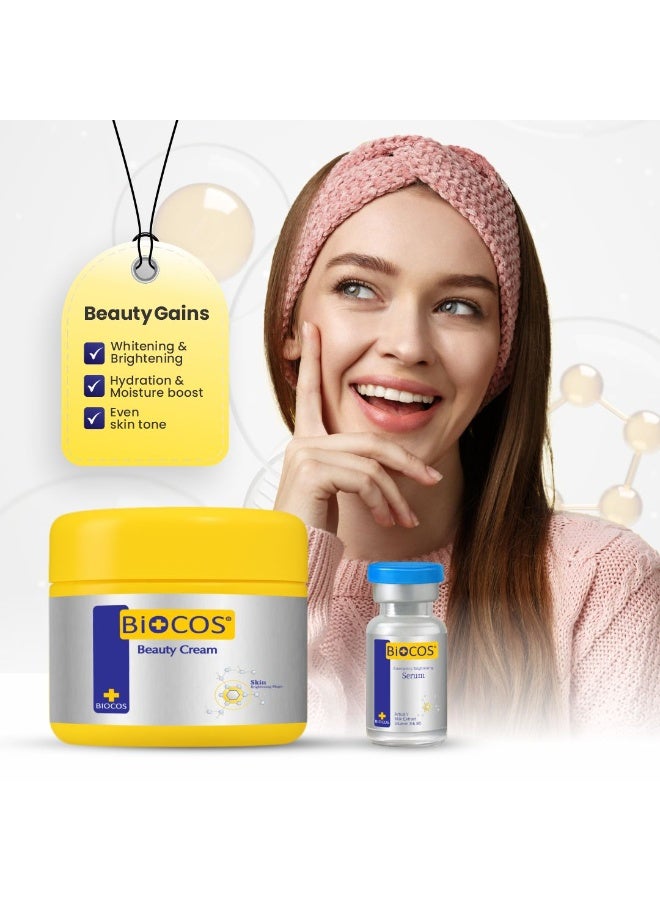 بيوكوس مستحضرات التجميل كريم BIOCOS Beauty Formula (الحجم الكبير) – تركيبة مع ألفا أربوتين وحمض كوجيك وفيتامين E للمساعدة في تحسين مظهر البشرة وترطيبها، ولمنحها مظهراً أكثر إشراقاً وتناسقاً – 28 جم - Image 2