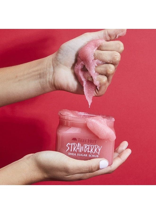 Tree Hut Shea Sugar Body Scrub Strawberry,18oz, With Single Fragrance-Free Makeup Remover Cleansing Towelettes  - Image 3