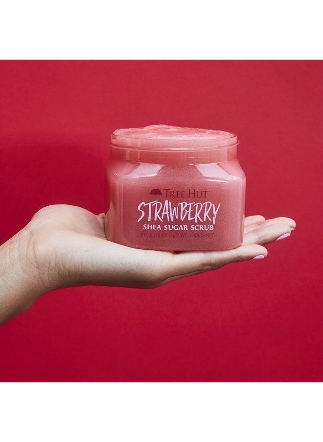 Tree Hut Shea Sugar Body Scrub Strawberry,18oz, With Single Fragrance-Free Makeup Remover Cleansing Towelettes  - Image 5