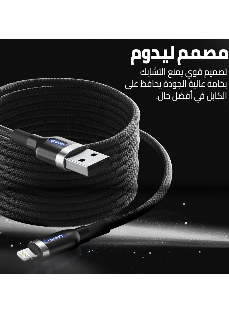 cardoo كابل cardoO USB-A إلى Lightning بطول 1.2 متر للشحن السريع ونقل البيانات - أسود لجهاز iPhone و iPad - Image 5
