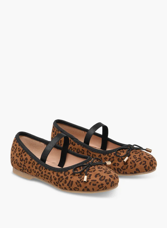 جونيورز Girls Animal Print Ballerina Shoes with Elastic Strap