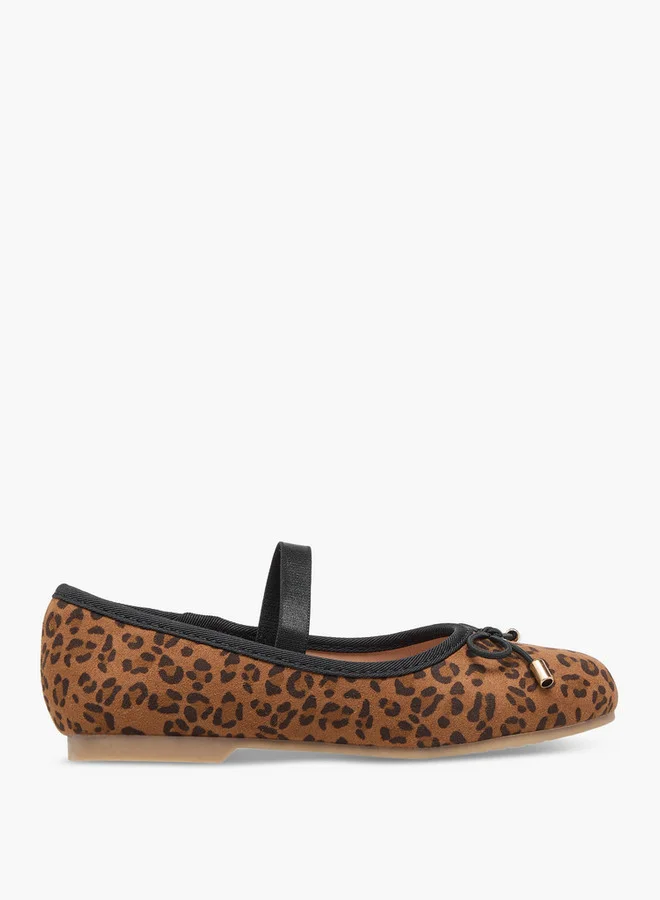 جونيورز Girls Animal Print Ballerina Shoes with Elastic Strap