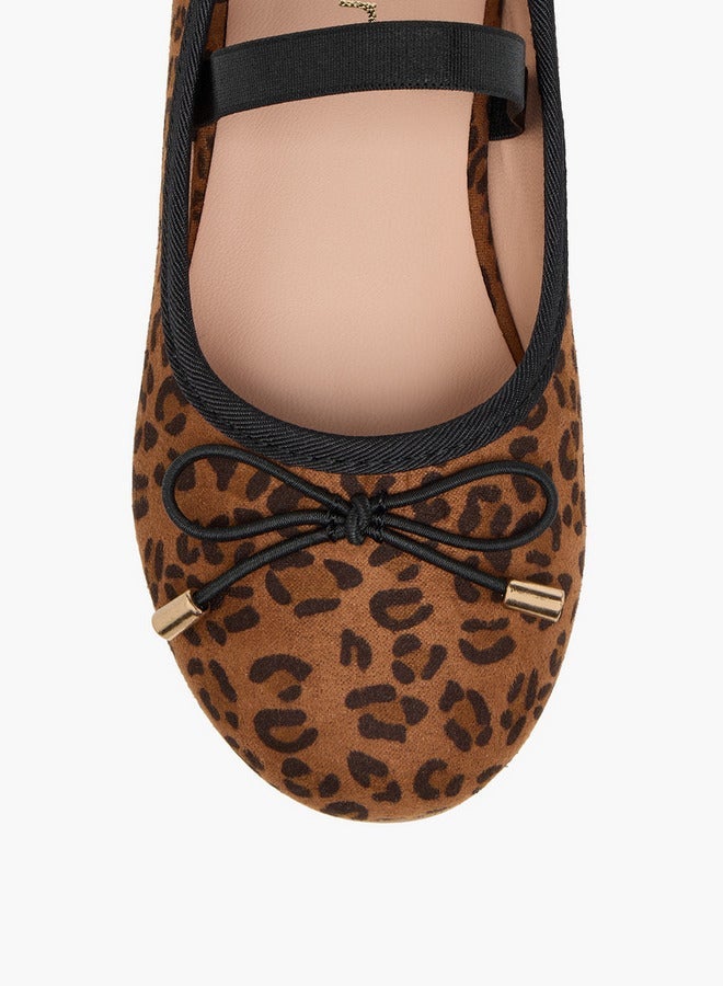 جونيورز حذاء باليرينا بطبعات حيوانات للبنات مع حزام مطاطي - Image 3