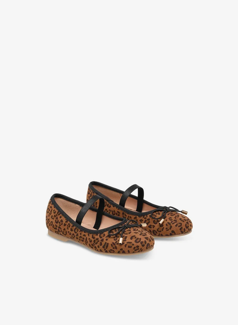 JUNIORS Girls Animal Print Ballerina Shoes with Elastic Strap
