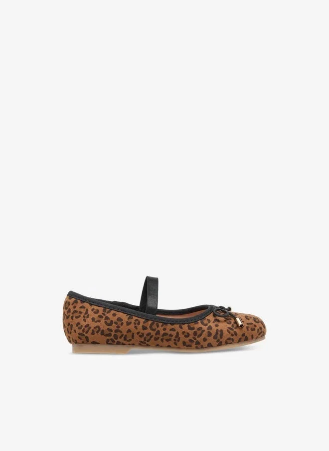 JUNIORS Girls Animal Print Ballerina Shoes with Elastic Strap