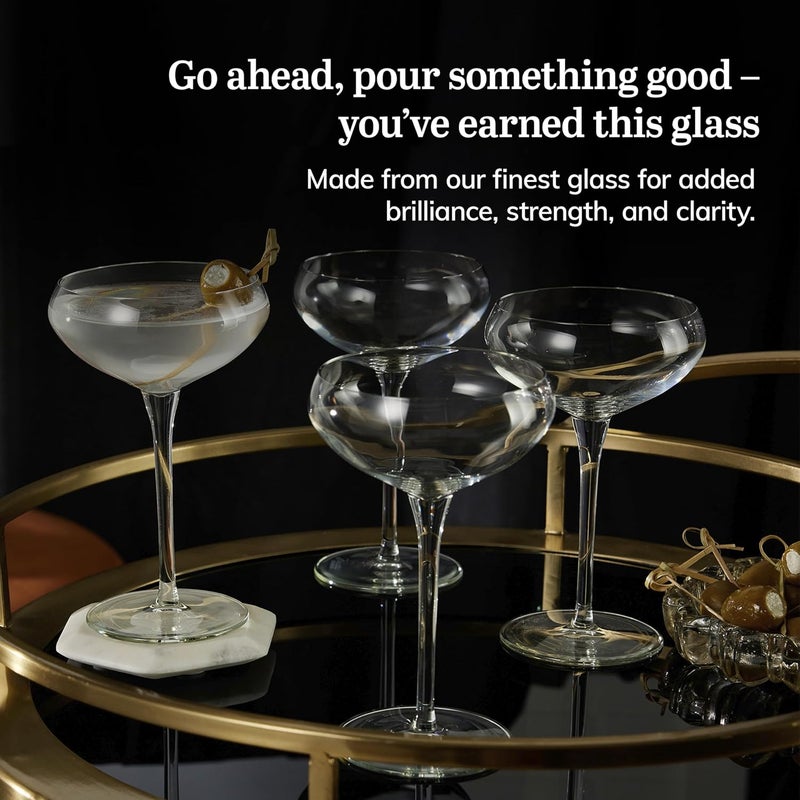 LIBBEY كؤوس كوكتيل كينتفيلد المميزة مجموعة من 4، كأس زجاجي كلاسيكي ذو ساق طويلة، مجموعة هدايا كؤوس الشمبانيا لحفلات الزفاف، أعياد الميلاد - Image 5