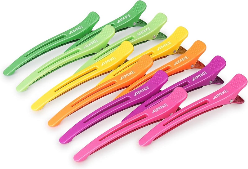 AIMIKE 12pcs Hair Clips Set - No Crease Duck Billed Clips with Silicone Band for Styling, Cutting, and Sectioning Salon Hair - Image 1