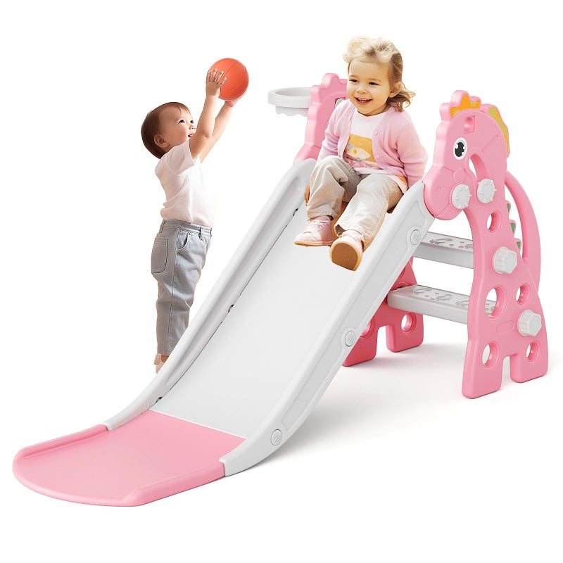 67i 3 in 1 Toddler Slide 468 Inch Long Slide 10Min Easy Assembly Foldable AntiTip Stable Small Indoor Mini Slide for Toddlers 13 Baby Inside Slide Resbaladilla Indoor Outdoor Gift Pink - Image 2