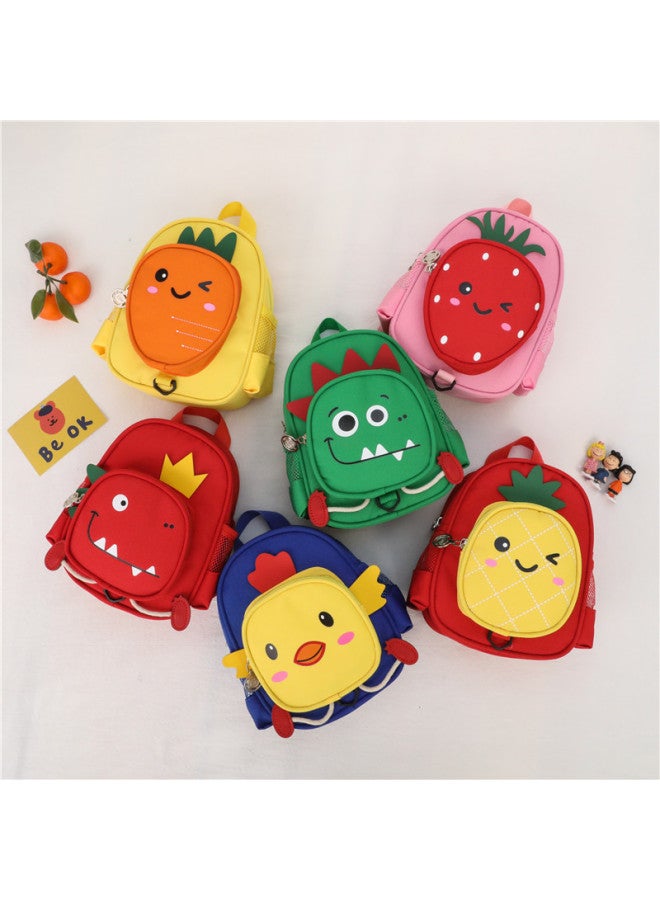 Cute PineFor Apple Fruit Cartoon Korean Style Canvas Backpack For Kids Toddler Nursery Boys And Girls Shoulder Bag School Bag-Color:Red  - Image 2