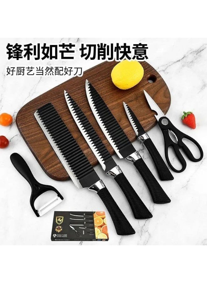 سيبتر طقم سكاكين ستانلس ستيل غير اللاصقة خفيفة الوزن مع مقبض مريح  مع مقشرة ومقص 6 قطع - Image 4