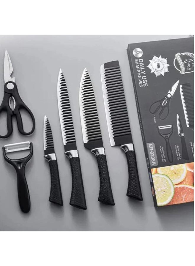 سيبتر طقم سكاكين ستانلس ستيل غير اللاصقة خفيفة الوزن مع مقبض مريح  مع مقشرة ومقص 6 قطع - Image 2