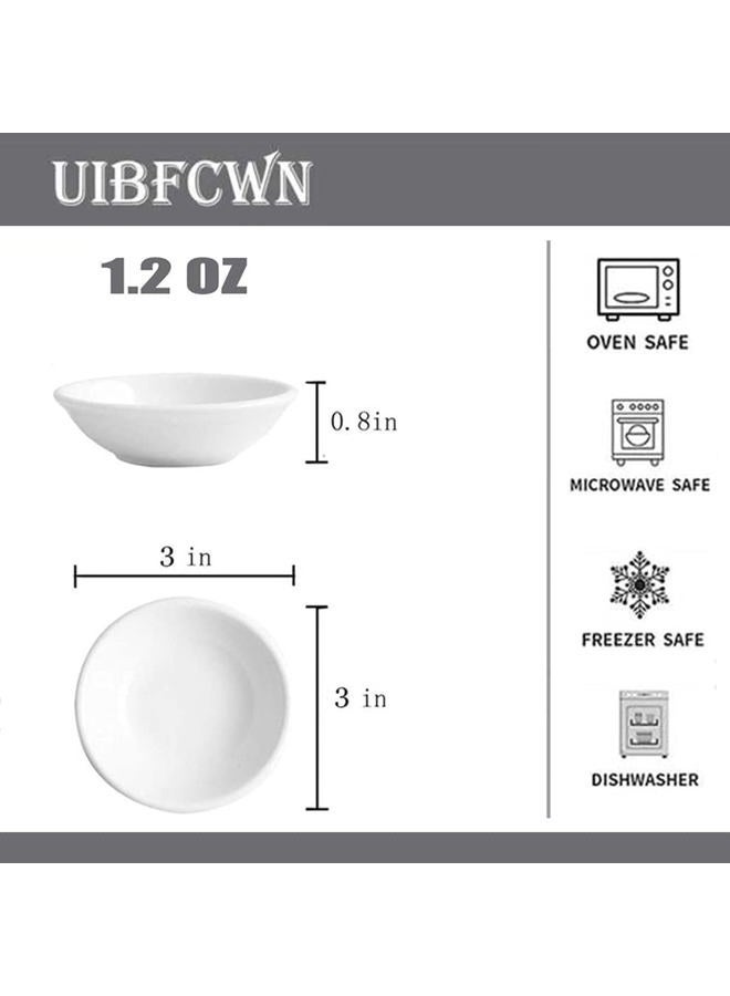 UIBFCWN طقم أطباق صلصة من 6 قطع، 3 إنش، أطباق غمس خزفية بالجملة، 1.2 أونصة، أطباق صلصة بيضاء، أكواب غمس صغيرة للسلطعون، الكاتشب، زيت الزيتون، المقبلات - Image 2