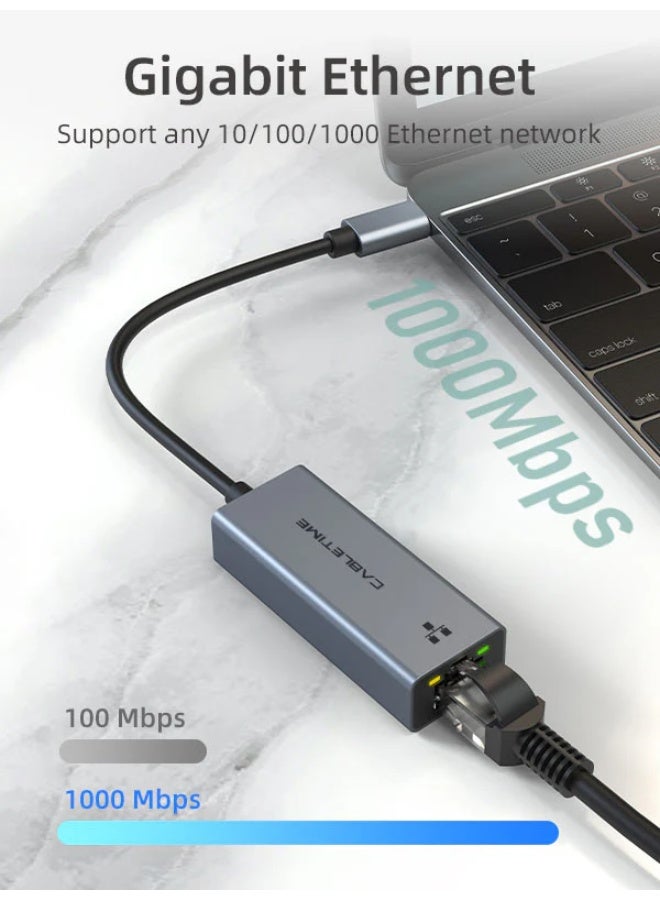 CABLETIME USB-C to RJ45 100MbpsEthernet,Space Grey - Image 3