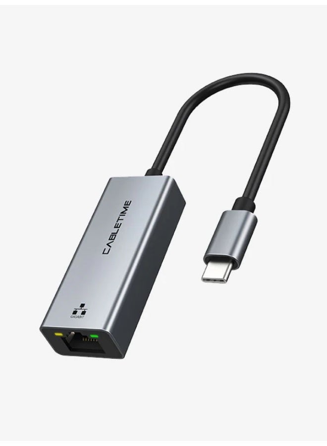 CABLETIME USB-C to RJ45 100MbpsEthernet,Space Grey - Image 1
