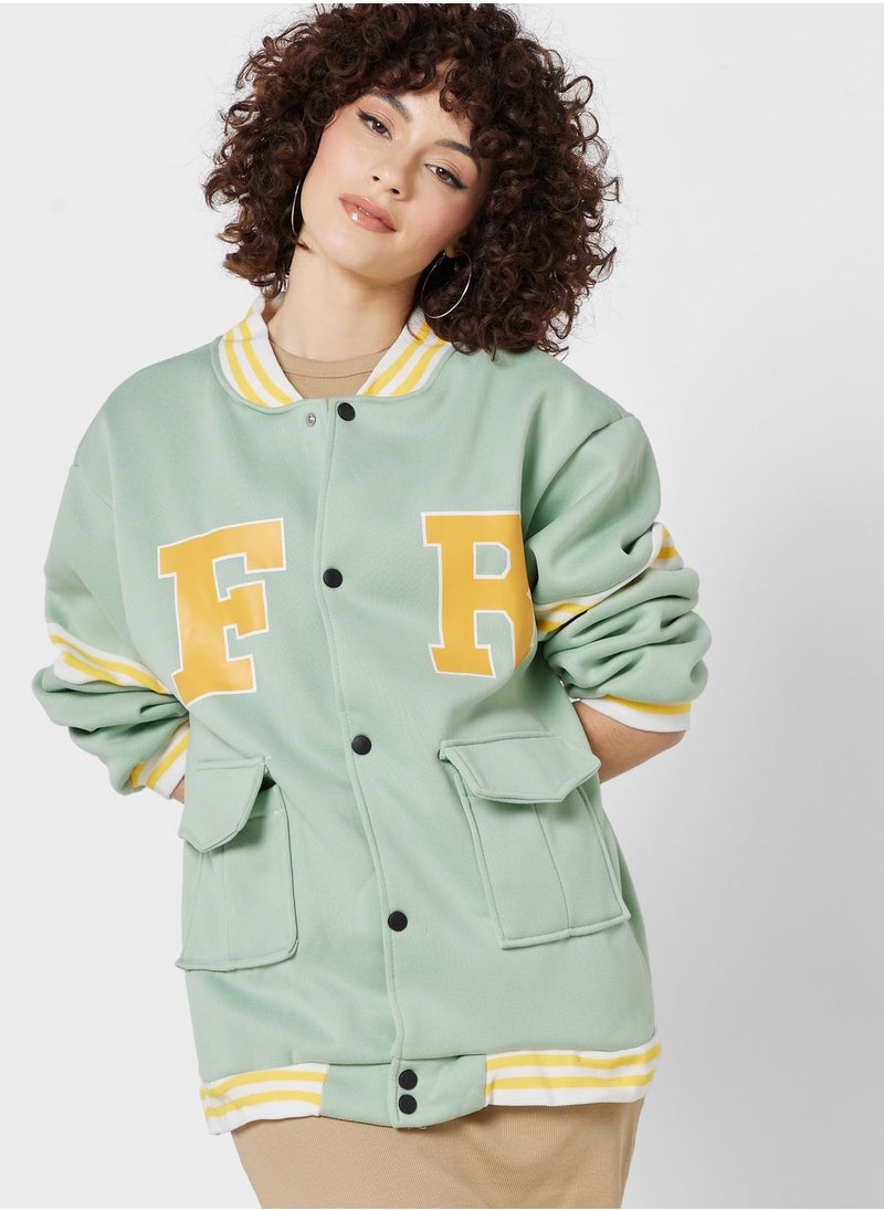 Ginger - Varsity Print Detail Jacket - Image 1
