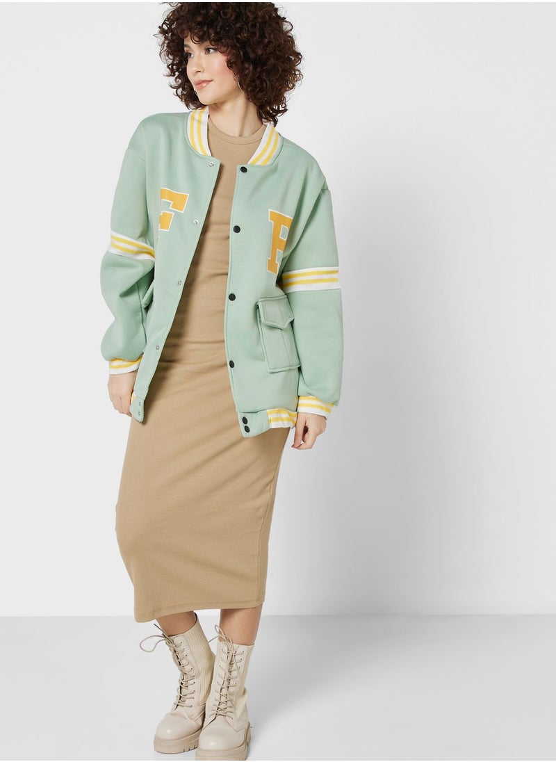 Ginger - Varsity Print Detail Jacket - Image 1