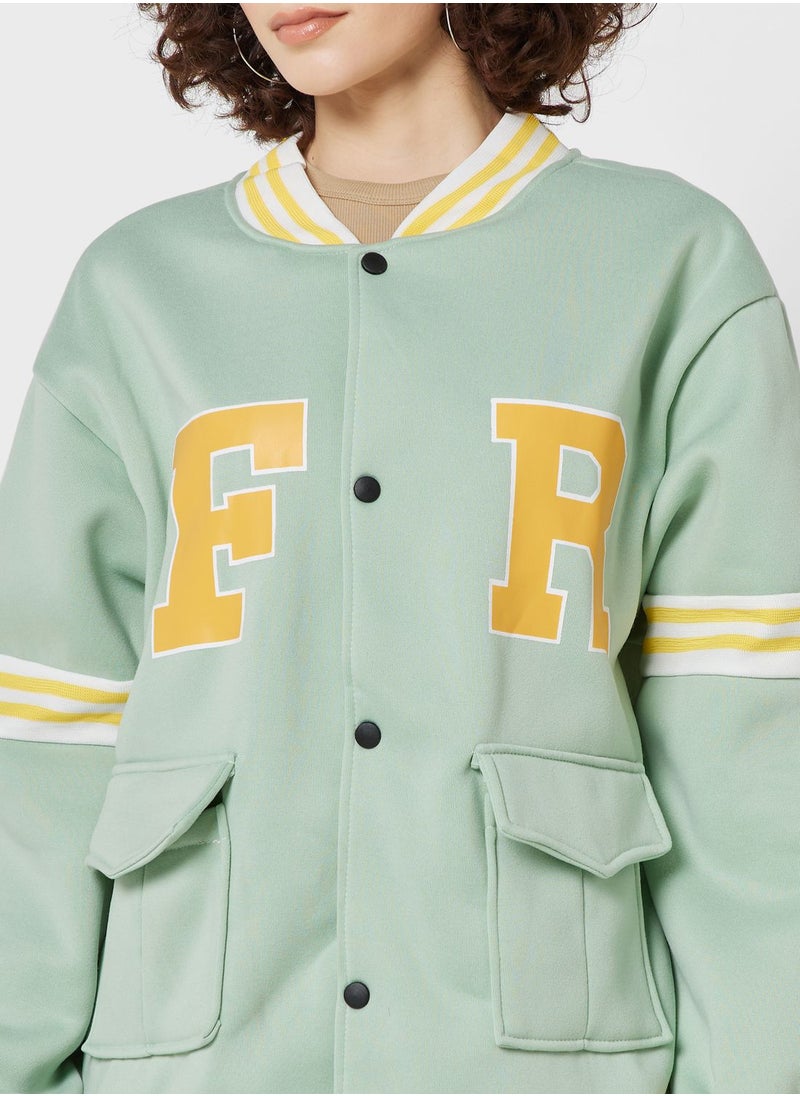 Ginger - Varsity Print Detail Jacket - Image 1