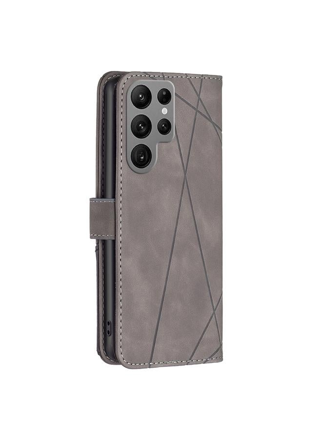 S-TOP Case For Samsung Galaxy S23 Ultra 5G Magnetic Buckle Rhombus Texture Leather Phone Case - Image 3