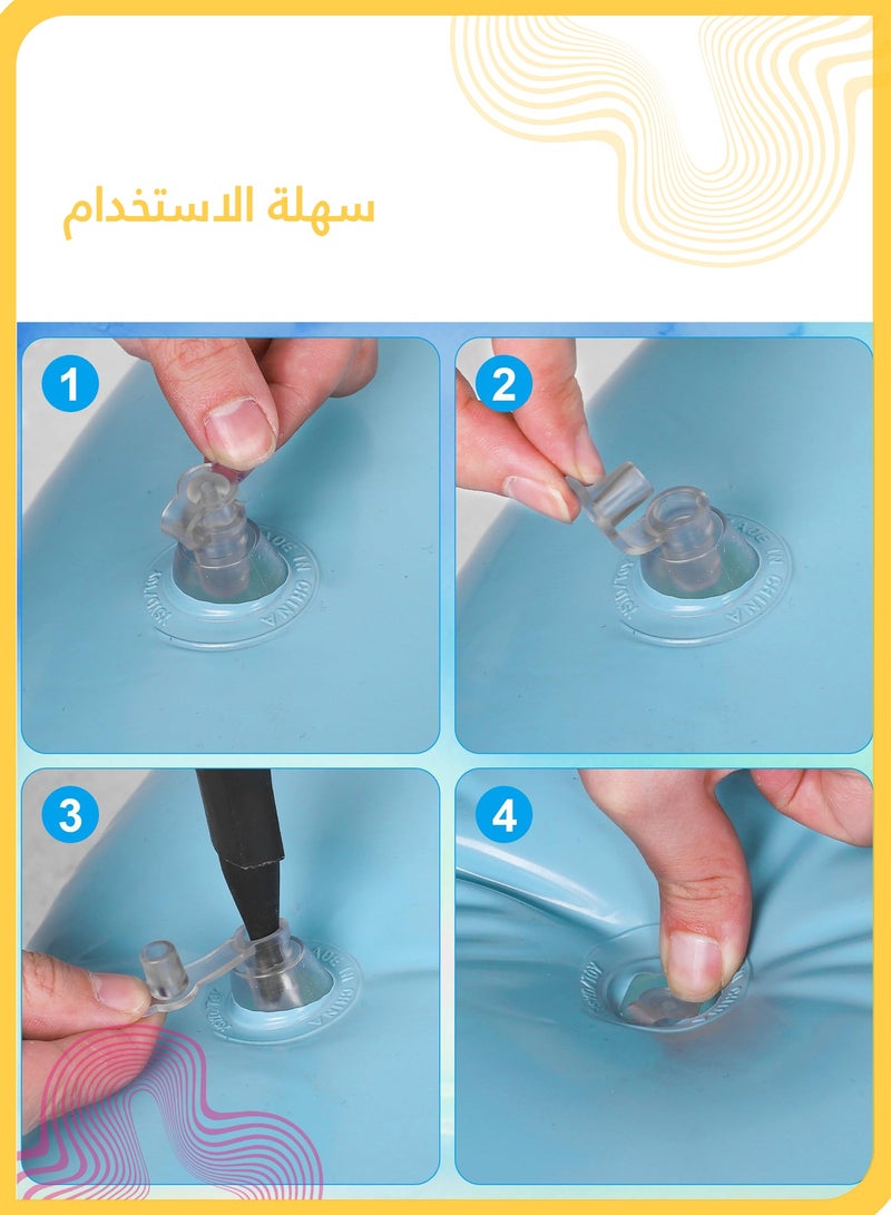 شي آند ليتل عوامة سباحة للأطفال مع مقعد ومظلة، حلقة سباحة قابلة للنفخ للأطفال الصغار مع مقابض على كلا الجانبين للأطفال من عمر 1 إلى 6 سنوات، عوامة سباحة آمنة للأطفال مع مظلة ومقابض (أزرق) - Image 4