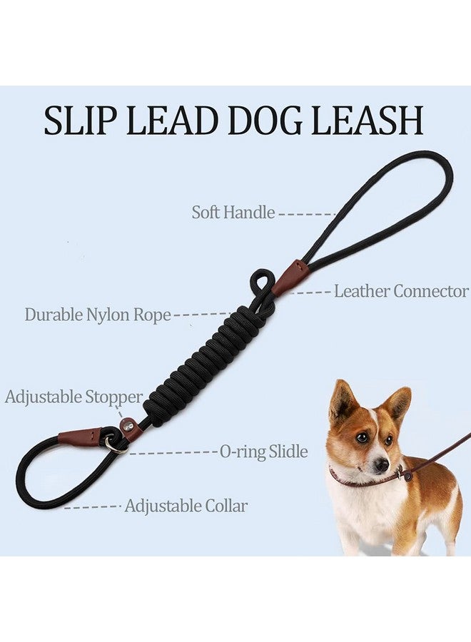 مقود التحكم في سلسلة MayPaw Slip Lead للكلاب بدون سحب، 13 لونًا أو أكثر، مقود كلاسيكي للكلاب بطول 7 أقدام، مقود حبل بطول 1/4 بوصة للحيوانات الصغيرة والمتوسطة (7 أقدام * 1/4 بوصة، أسود) - Image 2