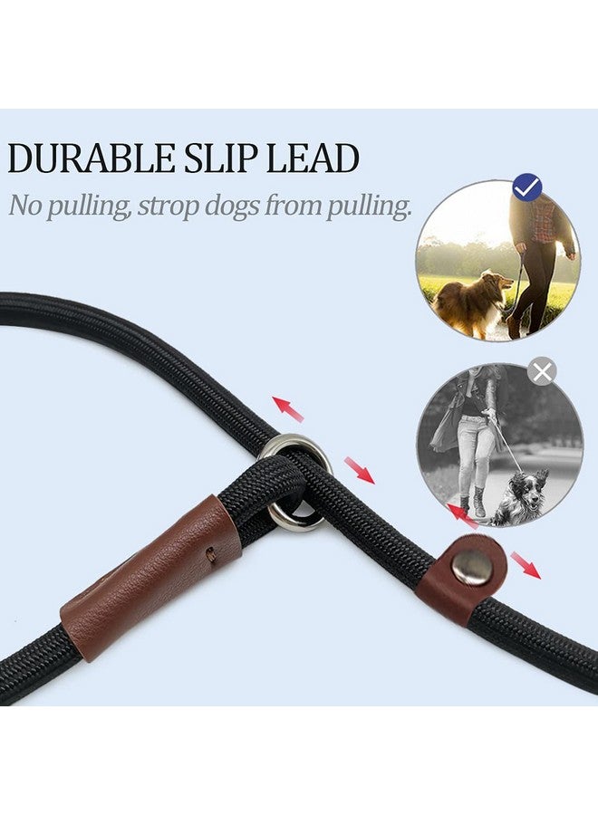 مقود التحكم في سلسلة MayPaw Slip Lead للكلاب بدون سحب، 13 لونًا أو أكثر، مقود كلاسيكي للكلاب بطول 7 أقدام، مقود حبل بطول 1/4 بوصة للحيوانات الصغيرة والمتوسطة (7 أقدام * 1/4 بوصة، أسود) - Image 3