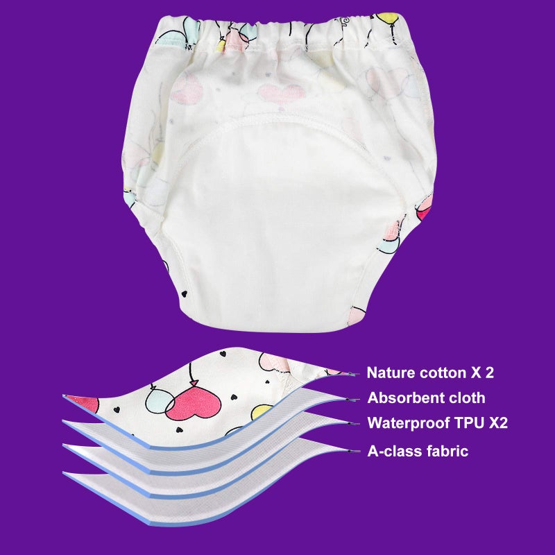 MooMoo Baby 6 Packs Cotton Training Pants Reusable Toddler Potty Training Underwear for Boy and Girl Mermaid-6T Pink - Image 3